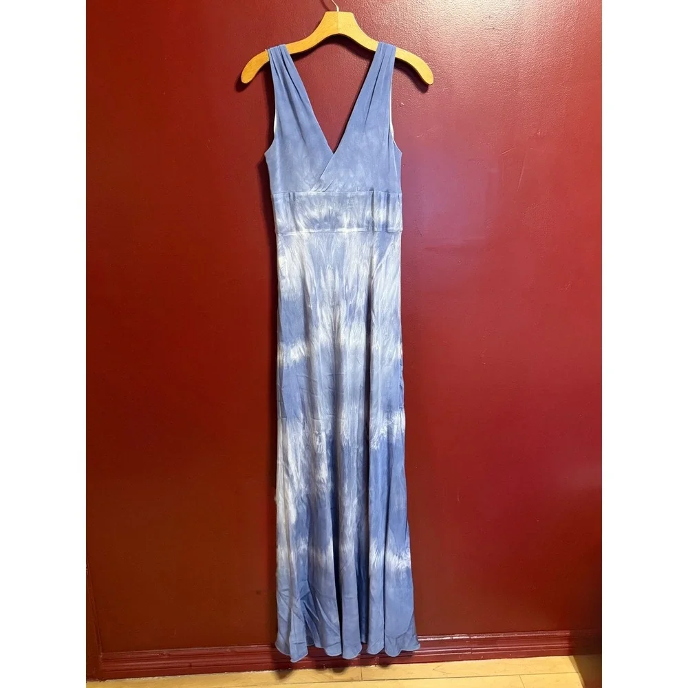 J. Crew Tie-Dye‎ Silk Maxi Dress Size 6 Beaded Neckline Boho Festival Goddess